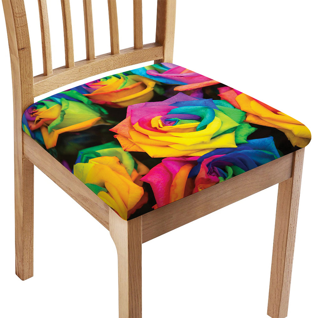 LGBT Pride Rainbow Roses Print Chair Cushion Cover