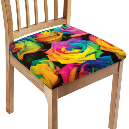 LGBT Pride Rainbow Roses Print Chair Cushion Cover