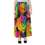 LGBT Pride Rainbow Roses Print Chiffon Maxi Skirt