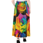 LGBT Pride Rainbow Roses Print Chiffon Maxi Skirt