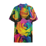 LGBT Pride Rainbow Roses Print Cotton Hawaiian Shirt