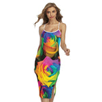 LGBT Pride Rainbow Roses Print Cross Back Cami Dress