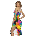 LGBT Pride Rainbow Roses Print Cross Back Cami Dress