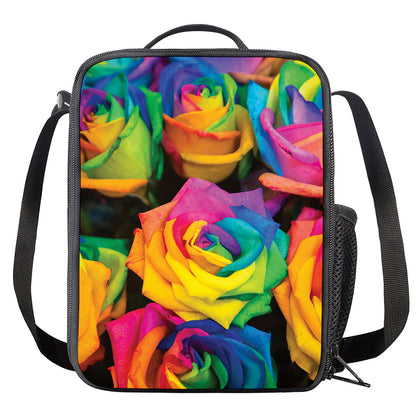 LGBT Pride Rainbow Roses Print Crossbody Lunch Bag