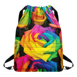 LGBT Pride Rainbow Roses Print Drawstring Backpack