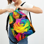LGBT Pride Rainbow Roses Print Drawstring Backpack