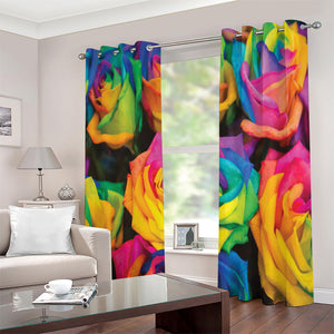 LGBT Pride Rainbow Roses Print Extra Wide Grommet Curtains