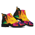 LGBT Pride Rainbow Roses Print Flat Ankle Boots
