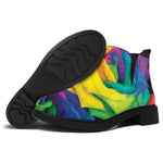 LGBT Pride Rainbow Roses Print Flat Ankle Boots