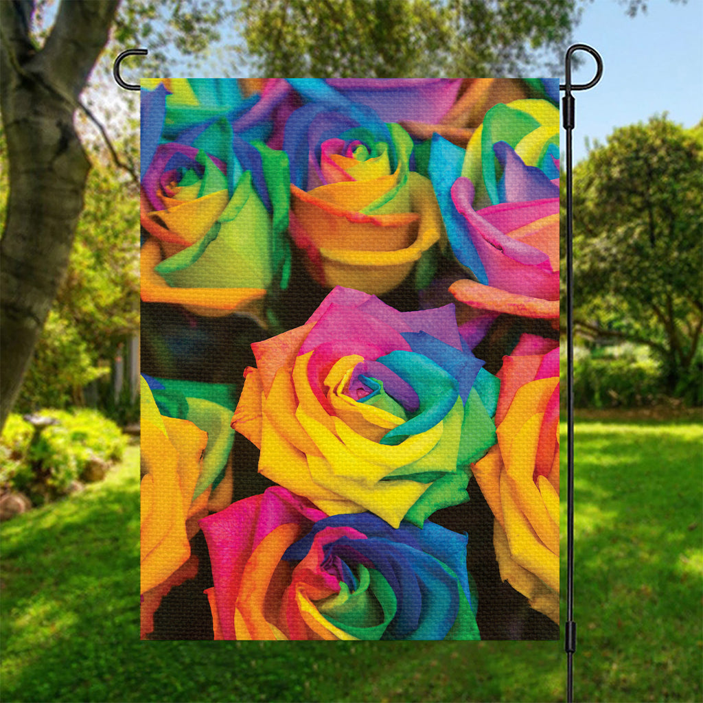 LGBT Pride Rainbow Roses Print Garden Flag