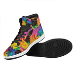 LGBT Pride Rainbow Roses Print High Top Leather Sneakers