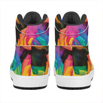 LGBT Pride Rainbow Roses Print High Top Leather Sneakers