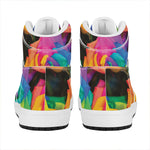 LGBT Pride Rainbow Roses Print High Top Leather Sneakers