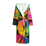 LGBT Pride Rainbow Roses Print Hooded Bathrobe