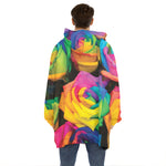 LGBT Pride Rainbow Roses Print Hoodie Blanket