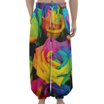 LGBT Pride Rainbow Roses Print Lantern Pants