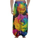 LGBT Pride Rainbow Roses Print Lantern Pants
