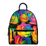 LGBT Pride Rainbow Roses Print Leather Backpack