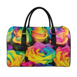 LGBT Pride Rainbow Roses Print Leather Duffle Bag