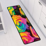 LGBT Pride Rainbow Roses Print Long Kitchen Mat