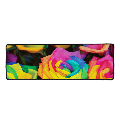 LGBT Pride Rainbow Roses Print Long Kitchen Mat