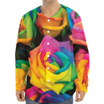 LGBT Pride Rainbow Roses Print Long Sleeve Baseball Jersey