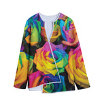 LGBT Pride Rainbow Roses Print Long Sleeve Short Coat