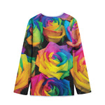LGBT Pride Rainbow Roses Print Long Sleeve Short Coat
