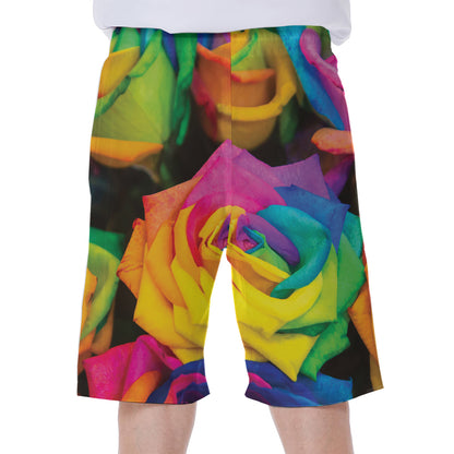 LGBT Pride Rainbow Roses Print Men's Beach Shorts