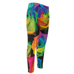 LGBT Pride Rainbow Roses Print Men's Compression Pants