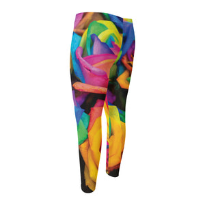 LGBT Pride Rainbow Roses Print Men's Compression Pants