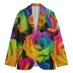 LGBT Pride Rainbow Roses Print Men's Cotton Blazer