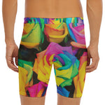 LGBT Pride Rainbow Roses Print Men's Long Boxer Briefs