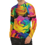 LGBT Pride Rainbow Roses Print Men's Long Sleeve Rash Guard