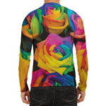 LGBT Pride Rainbow Roses Print Men's Long Sleeve Rash Guard