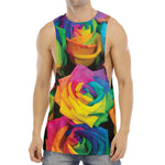 LGBT Pride Rainbow Roses Print Men's Muscle Tank Top