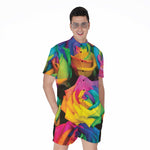 LGBT Pride Rainbow Roses Print Men's Rompers