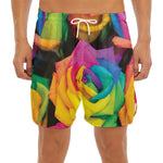 LGBT Pride Rainbow Roses Print Men's Split Running Shorts