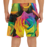 LGBT Pride Rainbow Roses Print Men's Split Running Shorts