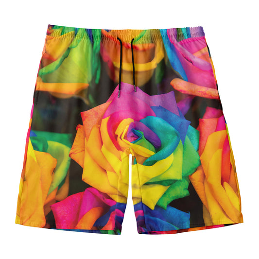 LGBT Pride Rainbow Roses Print Men's Swim Trunks