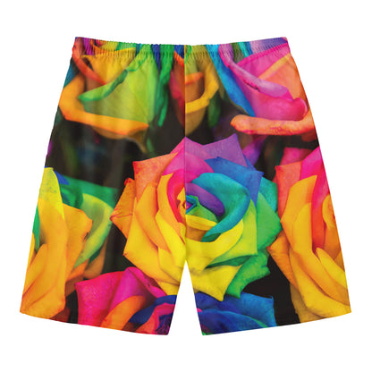 LGBT Pride Rainbow Roses Print Men's Swim Trunks
