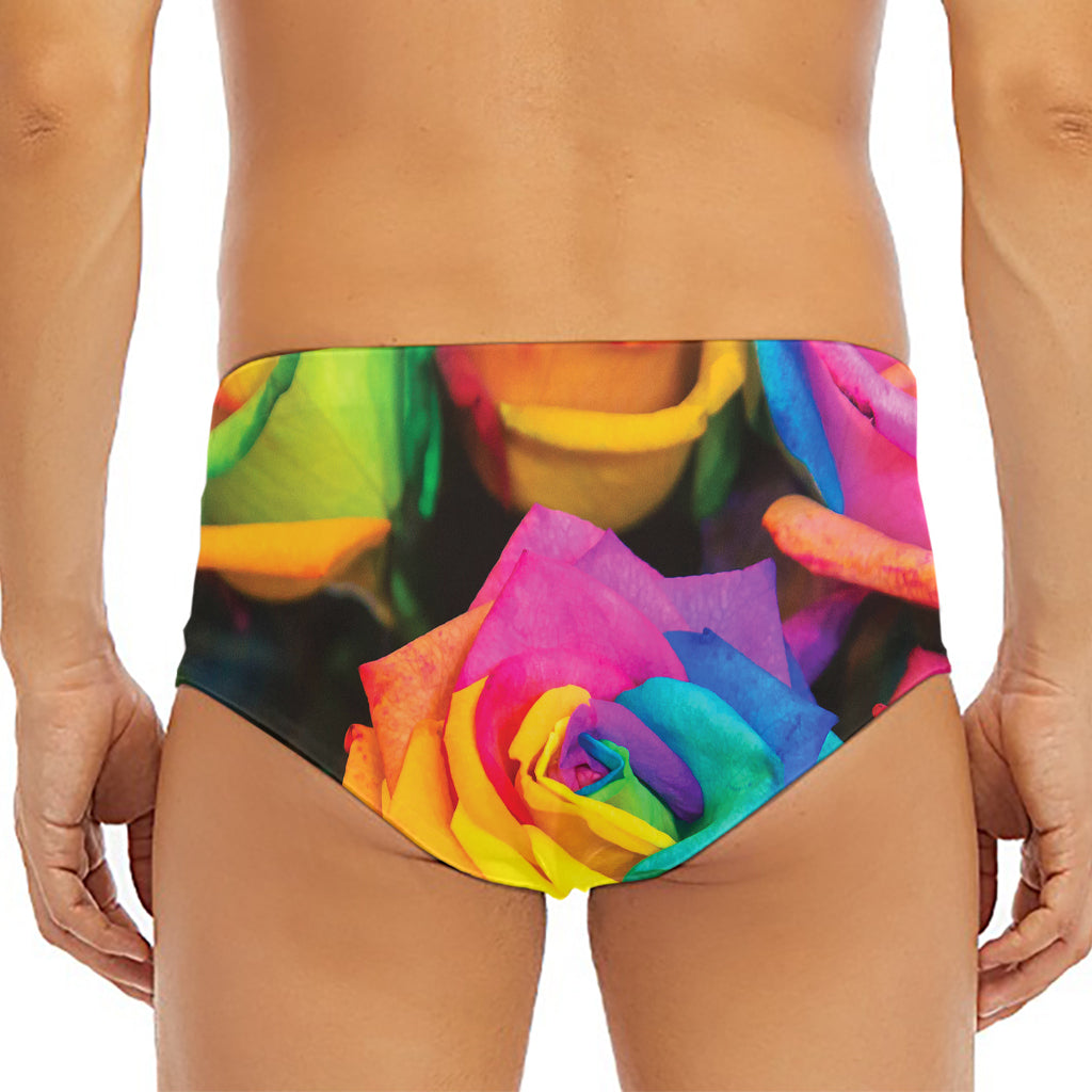 LGBT Pride Rainbow Roses Print Men's Triangle Swim Briefs