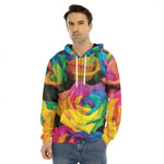 LGBT Pride Rainbow Roses Print Men's Velvet Pullover Hoodie