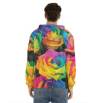 LGBT Pride Rainbow Roses Print Men's Velvet Pullover Hoodie