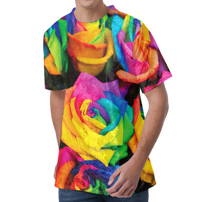 LGBT Pride Rainbow Roses Print Men's Velvet T-Shirt