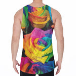 LGBT Pride Rainbow Roses Print Men's Velvet Tank Top
