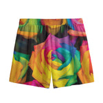 LGBT Pride Rainbow Roses Print Mesh Shorts