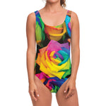 LGBT Pride Rainbow Roses Print One Piece Swimsuit