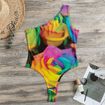 LGBT Pride Rainbow Roses Print One Shoulder Bodysuit