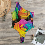 LGBT Pride Rainbow Roses Print One Shoulder Bodysuit